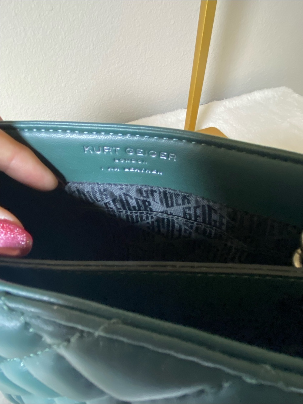 Kurt Geiger London Brixton Quilted Dark Green Leather Shoulder Bag NWT - Picture 5 of 12